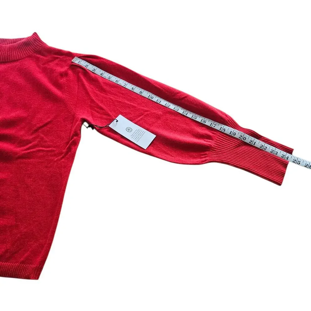 NWT Women's Ann Taylor Red Cashmere Mock Turtleneck Sweater Balloon Sleeves XL